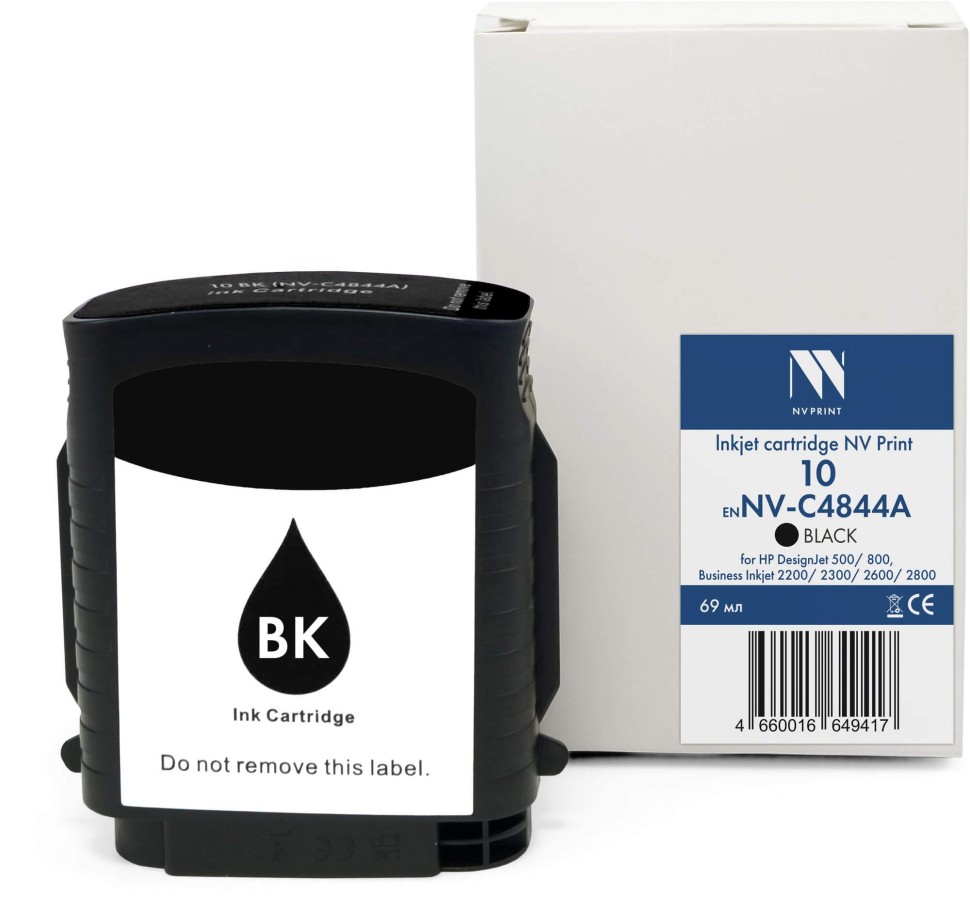 Картридж NV Print №10 (NV-C4844A) Black для HP Business InkJet 1000/ 1100/ 1200/ 2200, чёрный, 69мл