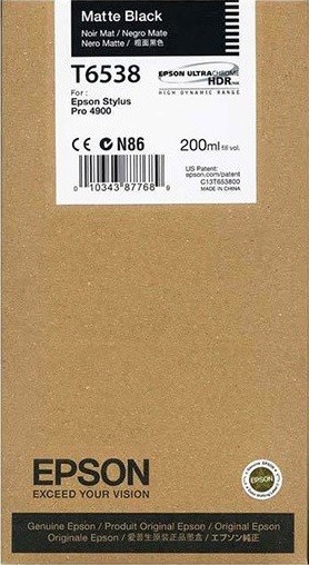 Epson C13T653800 оригинальный картридж для Epson Stylus Pro 4900, (200ml) : Matte Black