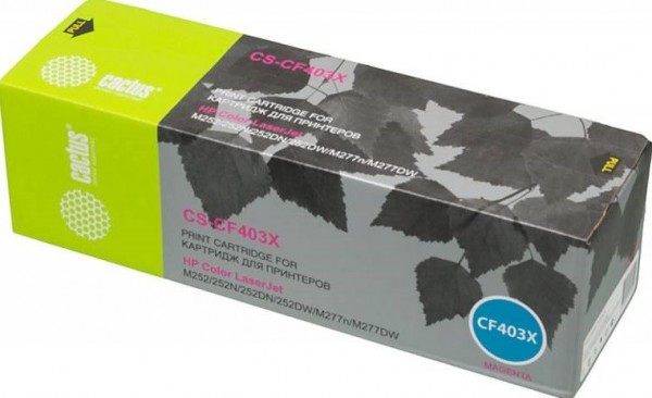 Картридж Cactus CF403X (CS-CF403X) для принтеров HP Color LaserJet M252/ 252N/ 252DN/ 252DW/ M277n/ M277DW пурпурный 2300 страниц