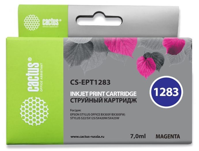 Картридж струйный Cactus CS-EPT1283 пурпурный (7мл) для Epson Stylus S22/S125/SX420/SX425/Office BX305