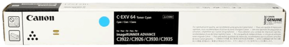 Картридж Canon C-EXV64C 5754C002 Cyan оригинальный для Canon imageRUNNER ADVANCE C3922/ C3926/ C3930/ C3935, голубой, 25500 стр.