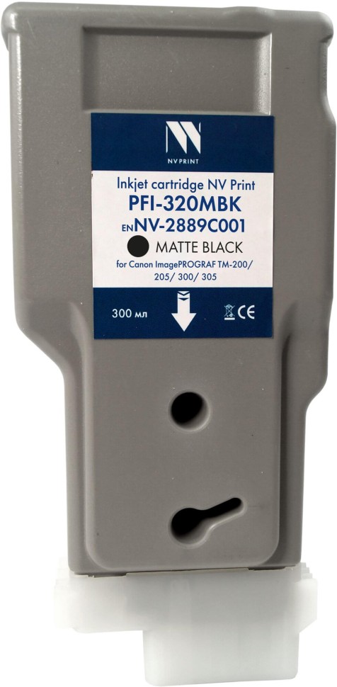Картридж NV Print PFI-320MBK (NV-2889C001) Matte Black для Canon imagePROGRAF TM-200/ TM-205/ TM-255/ TM-300/ TM-305, матовый чёрный, 300 мл