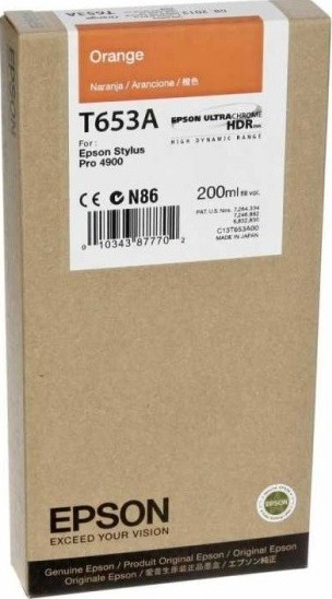Epson C13T653A00 оригинальный картридж для Epson Stylus Pro 4900, (200ml) : Orange