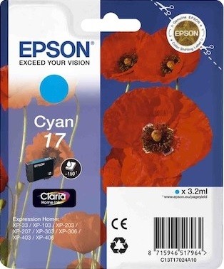 C13T17124A10 Картридж Epson для XP33/203/303 (Cyan) (cons ink)