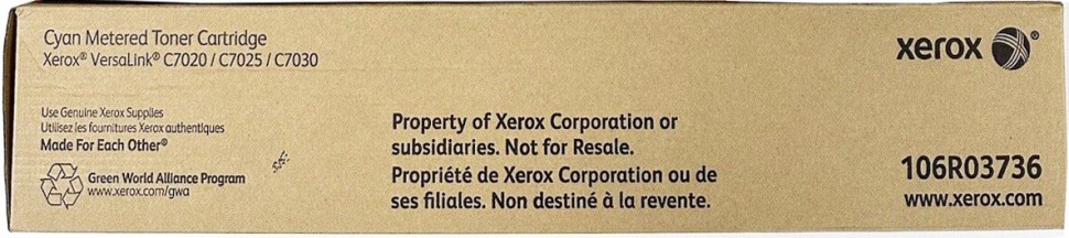 Картридж Xerox 106R03736 (Metered) оригинальный для принтера Xerox VersaLink C7020/ 7025/ 7030 cyan, (15000 страниц)