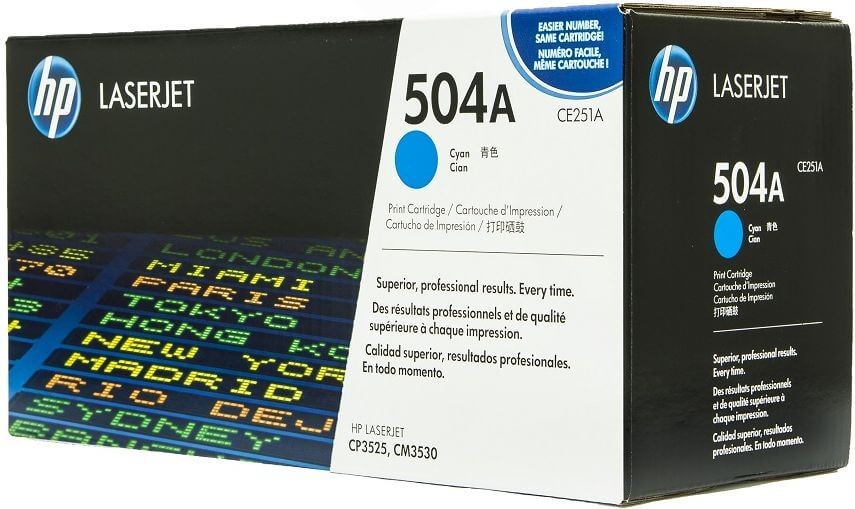 Картридж HP CE251A (504A) оригинальный для принтера HP Color LaserJet CM3530/ CM3530fs/ CP3525x/ CP3525n/ CP3525dn cyan, 7000 страниц