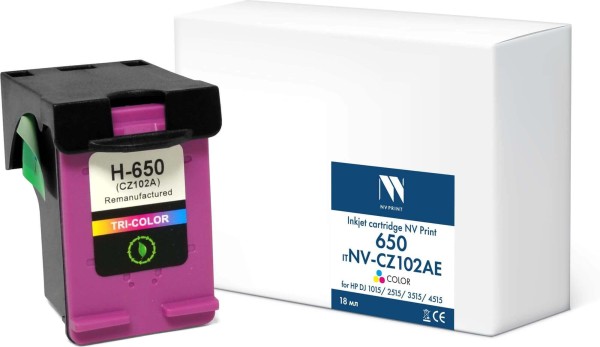 Картридж NV Print №650 (NV-CZ102AE) Tri-Color для HP DJ 1015/ 2515/ 3515/ 4515, цветной, 18мл