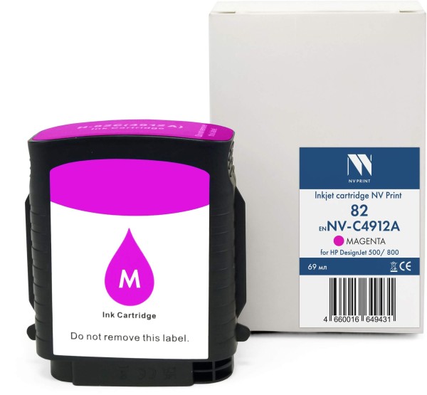 Картридж NV Print №82 (NV-C4912A) Magenta для HP DesignJet 500/ 510/ 800/ 815/ 820, пурпурный, 69мл