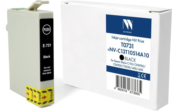 Картридж NV Print T0731 (NV-C13T10514A10) Black для Epson Stylus C110/ СХ3900/ CX4900/ CX8300, чёрный, 15мл