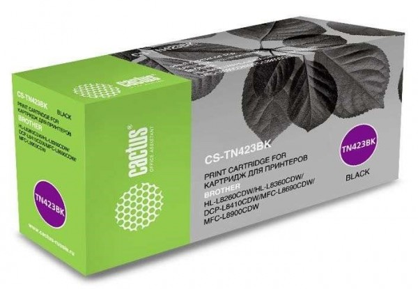 Картридж Cactus TN-423BK (CS-TN423BK) для Brother HL-L8260CDW/ HL-L8360CDW/ DCP-L8410CDW/ MFC-L8690CDW/ MFC-L8900CDW, черный, увеличенный, 6500стр.