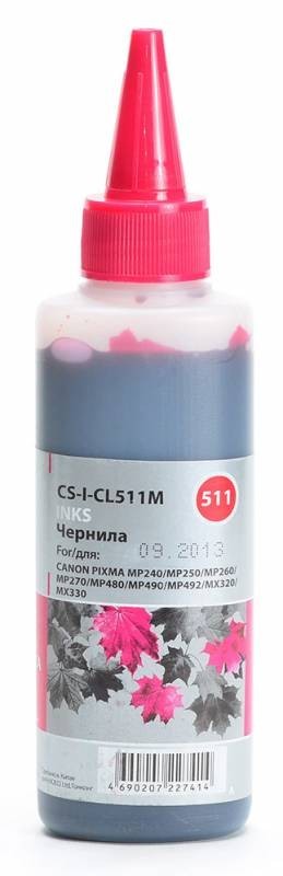 Чернила Cactus CS-I-CL511M для принтеров Canon Pixma MP240/ MP250/ MP260/ MP270/ MP480, пурпурный 100мл