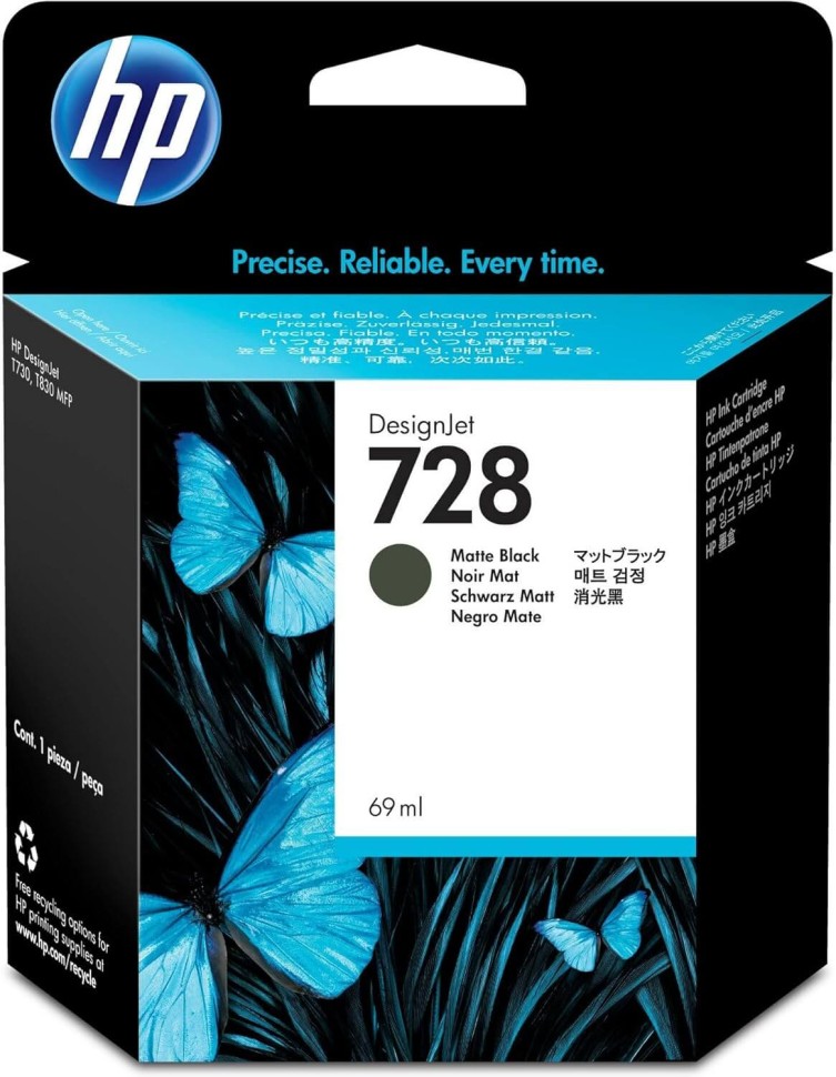 Картридж HP №728 (F9J64A) оригинальный для HP DesignJet T730/ T830, черный, 69 мл.