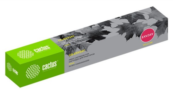 Картридж лазерный Cactus CS-EXV34Y желтый (19000стр.) для Canon IR Advance C2030L/C2030i/C2020L/C2020i/C2025i