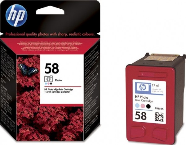 HP №58 (C6658AE) Картридж оригинальный для HP DJ 5500/ PS 7150/ 7350/ 7660, фото, цветной, 17ml 