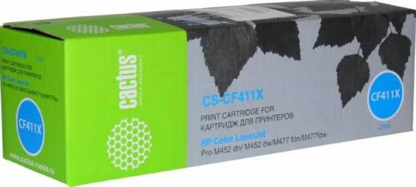 Картридж Cactus CF411X (CS-CF411X) для принтеров HP Color LaserJet Pro M452dn/ M452dw/ M477fdn/ M477fdw голубой 5000 страниц
