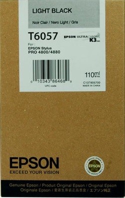 T6057/ C13T605700 (light black) Картридж Epson оригинальный для Stylus Pro 4800/ 4880, светло-чёрный, 110ml