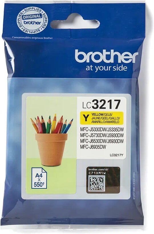 Картридж Brother LC-3217Y (LC3217Y) оригинальный для Brother MFC-J5330DW/ J5335DW/ J5730DW/ J5930DW/ J6530DW/ J6930DW/ J6935DW, жёлтый, 550 стр.