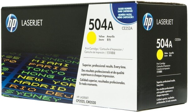 Картридж HP CE252A (504A) оригинальный для принтера HP Color LaserJet CM3530/ CM3530fs/ CP3525x/ CP3525n/ CP3525dn yellow, 7000 страниц