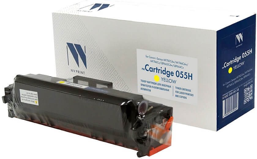 Картридж NV Print 055HY (NV-055HNCY) (без чипа, без гарантии) для Canon i-Sensys LBP663Cdw/ LBP664Cx/ MF742Cdw/ MF744Cdw/ MF746Cx, жёлтый, увеличенный, 5900 стр.