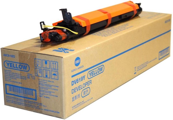 Блок проявки Konica-Minolta DV619Y/ DV-619Y (A9C808D) оригинальный для Konica-Minolta bizhub C458/ С558/ С658, жёлтый, 600 000 стр.