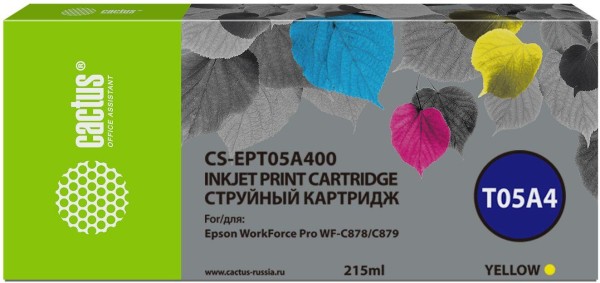Картридж Cactus T05A4 (CS-EPT05A400) Yellow для Epson WorkForce Pro WF-C878/ WF-C879, жёлтый, 215мл