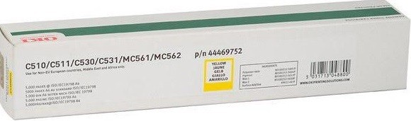 Картридж OKI (44469752/44469722) оригинальный для принтера OKI C510/ C530/ MC561, желтый, 5000 стр.