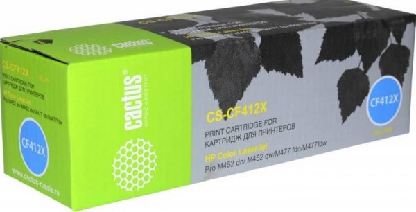 Картридж Cactus CF412X (CS-CF412X) для принтеров HP Color LaserJet Pro M452dn/ M452dw/ M477fdn/ M477fdw желтый 5000 страниц