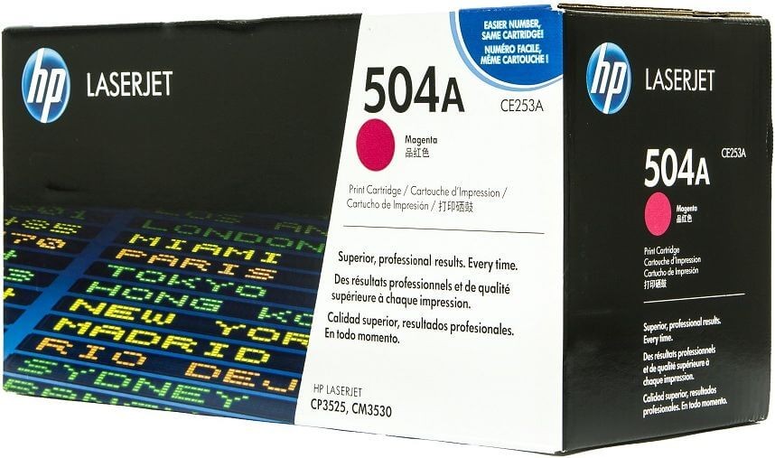 Картридж HP CE253A (504A) оригинальный для принтера HP Color LaserJet CM3530/ CM3530fs/ CP3525x/ CP3525n/ CP3525dn magenta, 7000 страниц