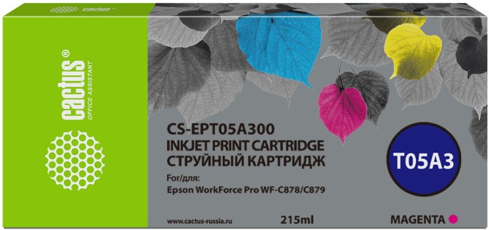 Картридж Cactus T05A3 (CS-EPT05A300) Magenta для Epson WorkForce Pro WF-C878/ WF-C879, пурпурный, 215мл