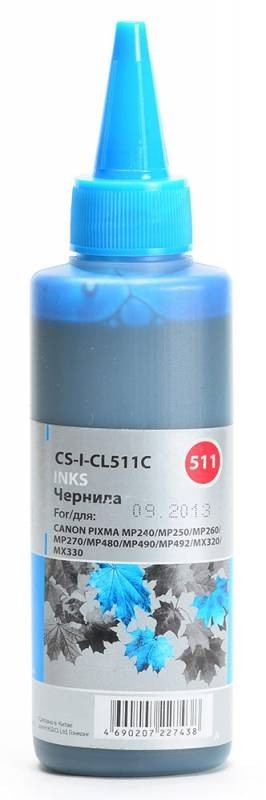Чернила Cactus CS-I-CL511C для принтеров Canon Pixma MP240/ MP250/ MP260/ MP270/ MP480, голубой 100мл
