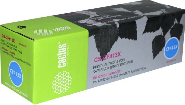 Картридж Cactus CF413X (CS-CF413X) для принтеров HP Color LaserJet Pro M452dn/ M452dw/ M477fdn/ M477fdw пурпурный 5000 страниц