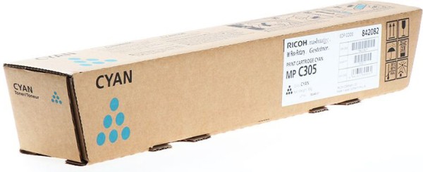 Картридж Ricoh MPC305E (842082) оригинальный для Ricoh Aficio MP C305SP/ C305SPF, голубой, 4000 стр.