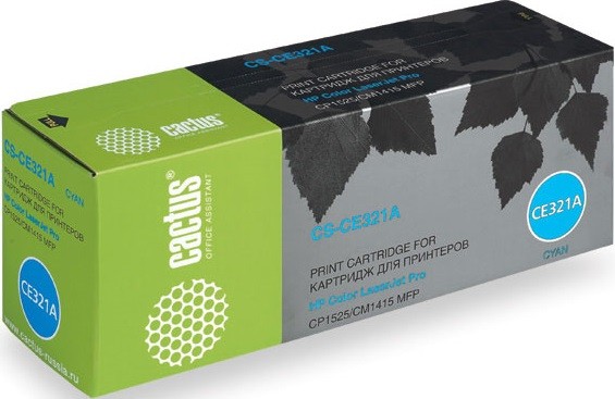 Cactus CE321A Картридж (CS-CE321A) для принтеров HP LaserJet CP1525 , голубой, 1 300 стр.