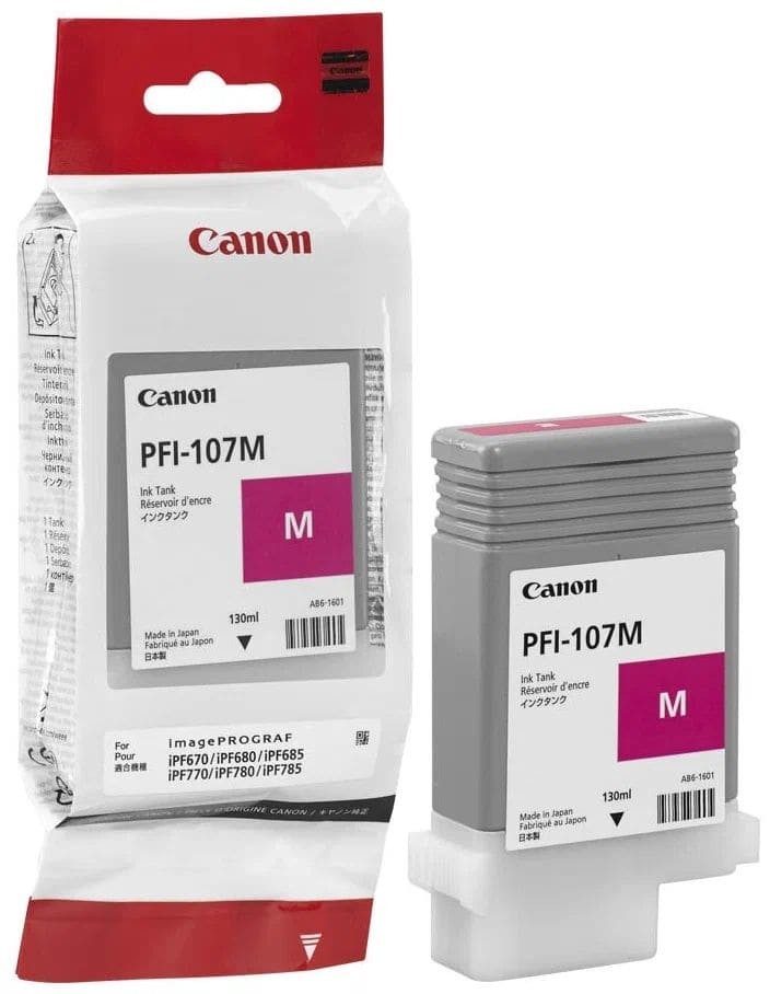 Картридж Canon PFI-107M (6707B001) Magenta оригинальный для Canon imagePROGRAF iPF670/ iPF680/ iPF685/ iPF770/ iPF780/ iPF785, пурпурный, 130ml