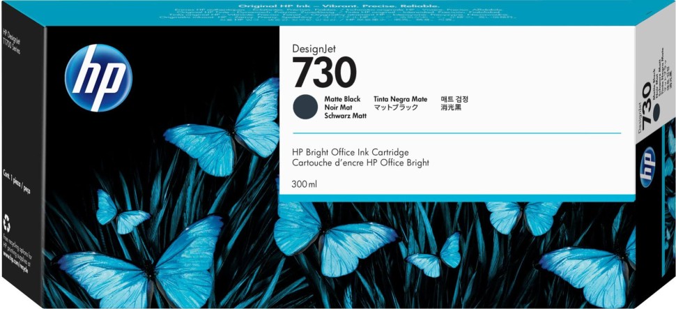 Картридж HP 730 (P2V71A) оригинальный для HP DesignJet T1700, матовый черный, 300 мл.