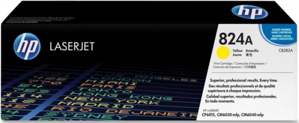 Картридж HP CB382A (824A) оригинальный для принтера HP Color LaserJet CM6030/ CM6040/ CP6015 ColorSphere yellow, 21000 страниц