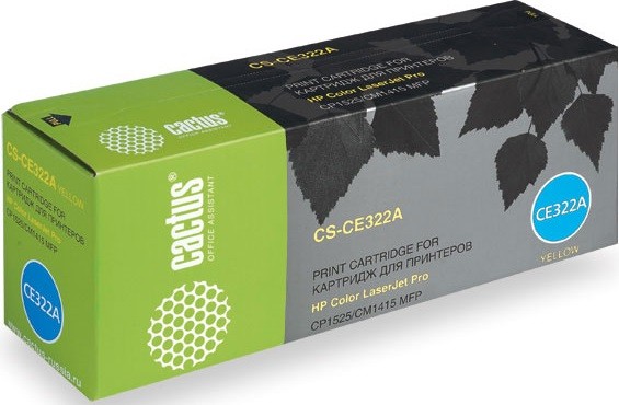 Cactus CE322A Картридж (CS-CE322A) для принтеров HP LaserJet CP1525 , желтый, 1 300 стр.