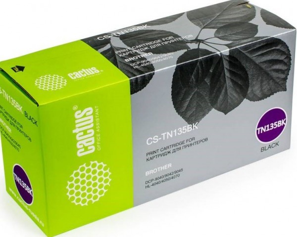 Картридж Cactus TN-135BK (CS-TN135BK) для принтеров Brother DCP-9040/ 9042/ 9045/ HL-4040/ 4050/ 4070 черный 5000 страниц
