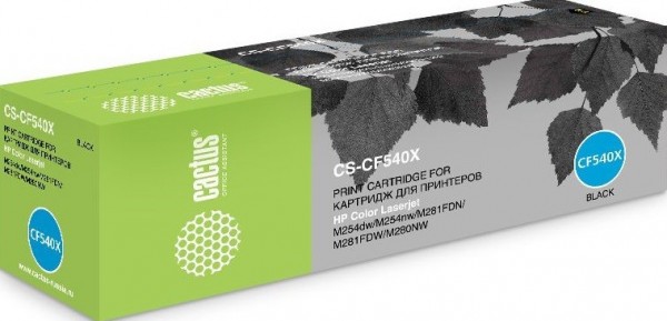 Картридж Cactus CF540X (CS-CF540X) для принтеров HP LaserJet M254dw/ M280nw/ M281fdn черный 3200 страниц