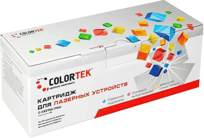 Картридж Colortek CE278A (CT-CE278A) для принтеров HP LaserJet Pro P566/ P606/ M1536, Canon i-Sensys MF4410/ MF4430/ MF4550/ MF4730, 2 100 стр. 