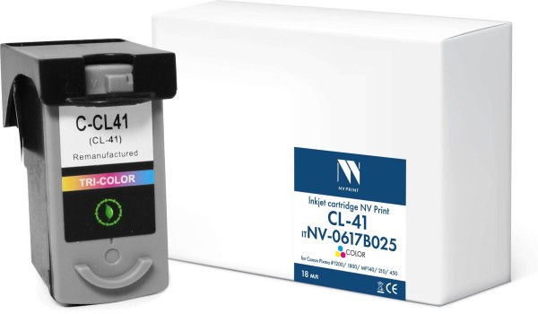 Картридж NV Print CL-41 (NV-0617B025) Tri-Color для Canon Pixma iP1200/ iP1800, MP140/ MP210/ MP450, цветной, 18мл