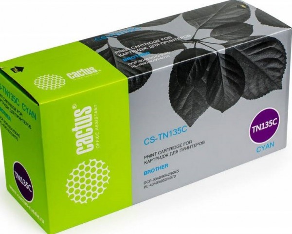 Картридж Cactus TN-135C (CS-TN135C) для принтеров Brother DCP-9040/ 9042/ 9045/ HL-4040/ 4050/ 4070 голубой 4000 страниц