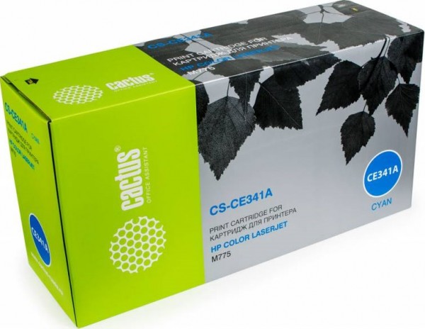 Cactus CE341A Картридж (CS-CE341AR) голубой для принтеров HP Color LaserJet M775, 16 000 стр.
