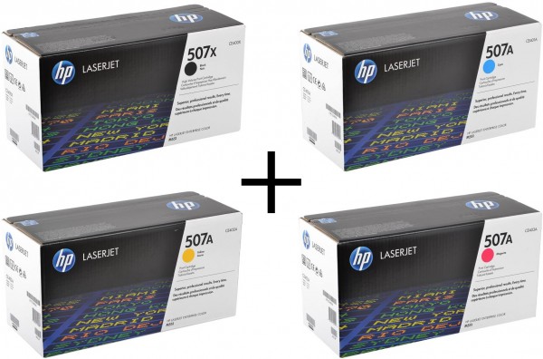 Набор картриджей HP CE400X + CE401A + CE402A + CE403A оригинальный для принтера HP Color LaserJet M551/ MFP M575 (507X + 507A) black, cyan, yellow, magenta черный (11000 стр) цветные (6000 стр) 4штуки