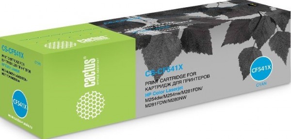 Картридж Cactus CF541X (CS-CF541X) для принтеров HP LaserJet M254dw/ M280nw/ M281fdn голубой 2500 страниц