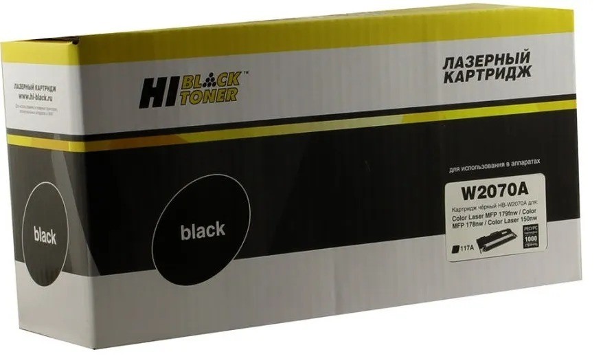 Тонер-картридж Hi-Black (HB-W2070A) для HP CL 150a/ 150nw/ MFP178nw/ 179fnw, Black, №117A, 1K без чипа