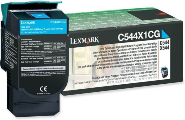 Картридж Lexmark C544X1CG оригинальный для Lexmark C544, Return Program, cyan, увеличенный, 4000 стр.