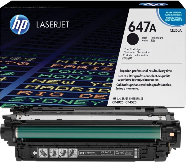 Картридж HP CE260A (647A) оригинальный для принтера HP Color LaserJet CP4025/ CP4525 black, 8500 страниц