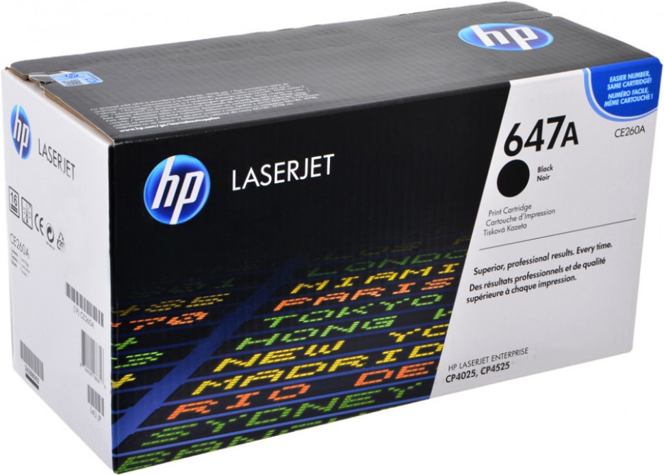Картридж HP CE260A (647A) оригинальный для принтера HP Color LaserJet CP4025/ CP4525 black, 8500 страниц