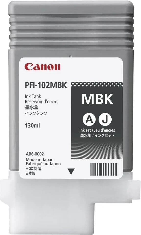 Картридж Canon PFI-102MBk 0894B001 Matte Black оригинальный для Canon imagePROGRAF iPF605/ iPF610/ iPF650/ iPF655/ iPF710/ iPF750/ iPF755/ LP17/ iPF510, матовый чёрный, 130 мл.
